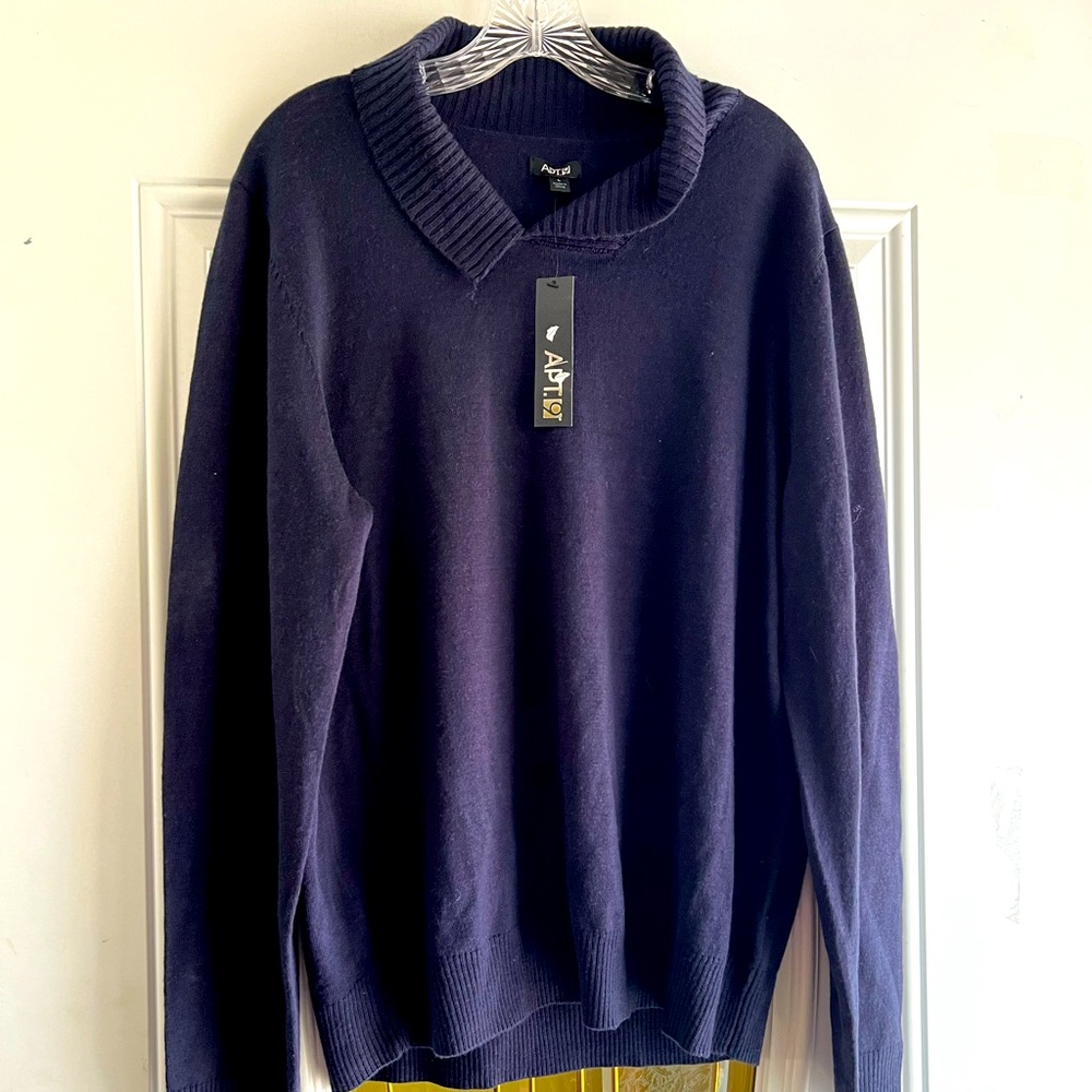 NWT- new- Apt. 9 men’s shawl collar, Merino wool blend sweater size - large